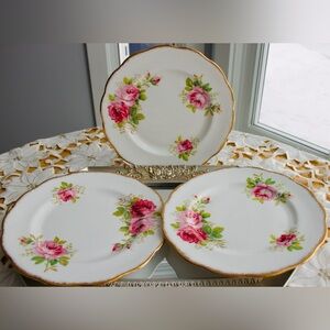 Royal Albert “American Beauty” Set of 3 Luncheon Plates Bone China England